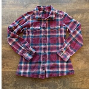 Patagonia Flannel Shirt Organic Cotton Plaid Long Sleeve Women Size 0